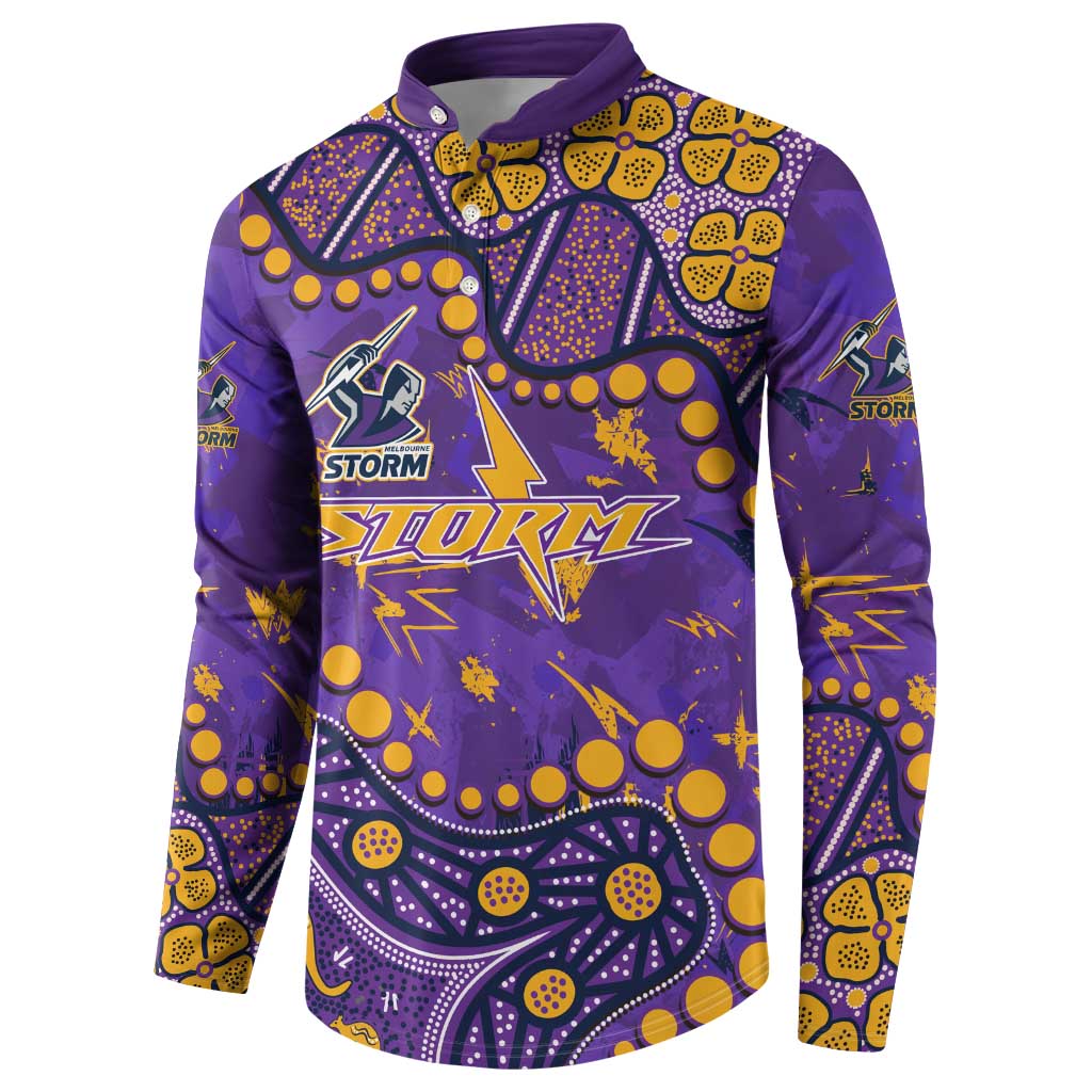 Personalized Melbourne Storm Button Sweatshirt Aboriginal Pattern with Graffiti Style Design