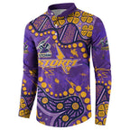 Personalized Melbourne Storm Button Sweatshirt Aboriginal Pattern with Graffiti Style Design