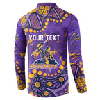 Personalized Melbourne Storm Button Sweatshirt Aboriginal Pattern with Graffiti Style Design