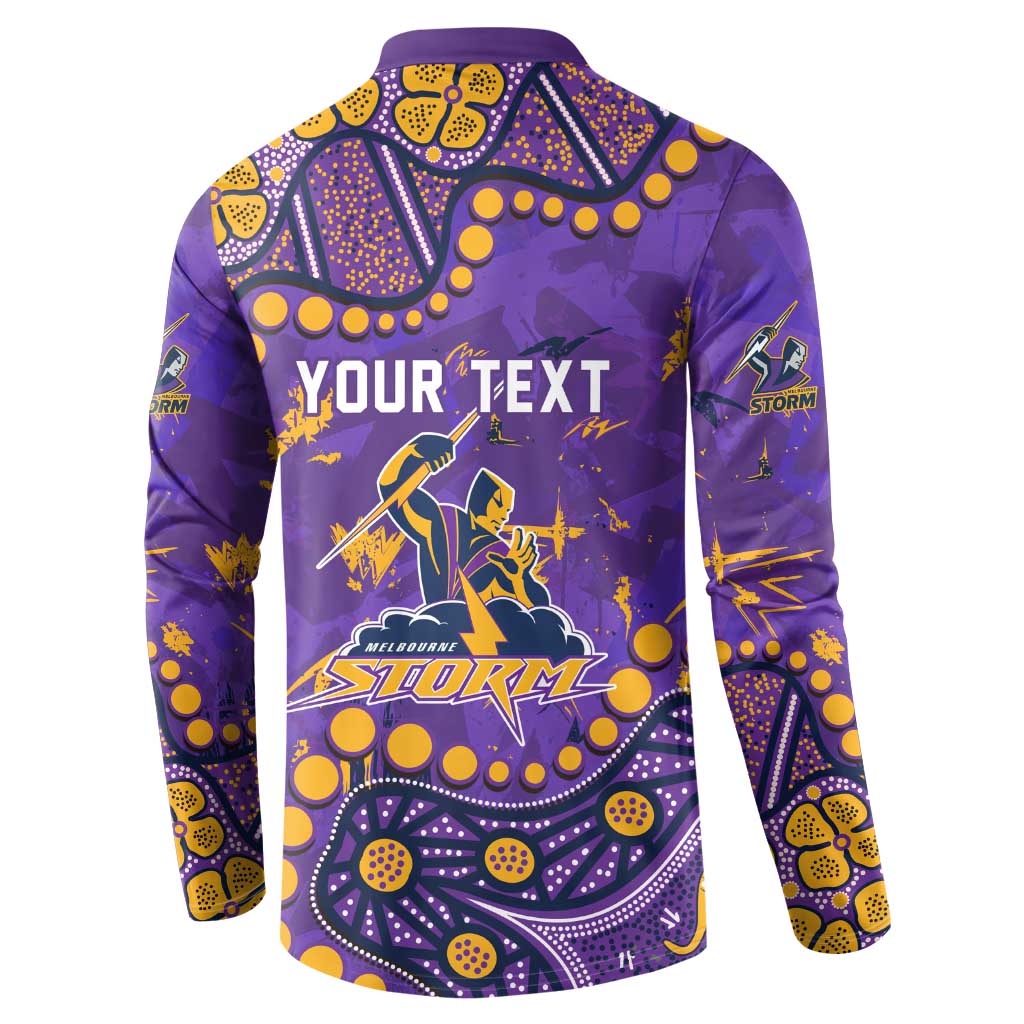 Personalized Melbourne Storm Button Sweatshirt Aboriginal Pattern with Graffiti Style Design