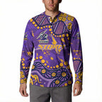 Personalized Melbourne Storm Button Sweatshirt Aboriginal Pattern with Graffiti Style Design