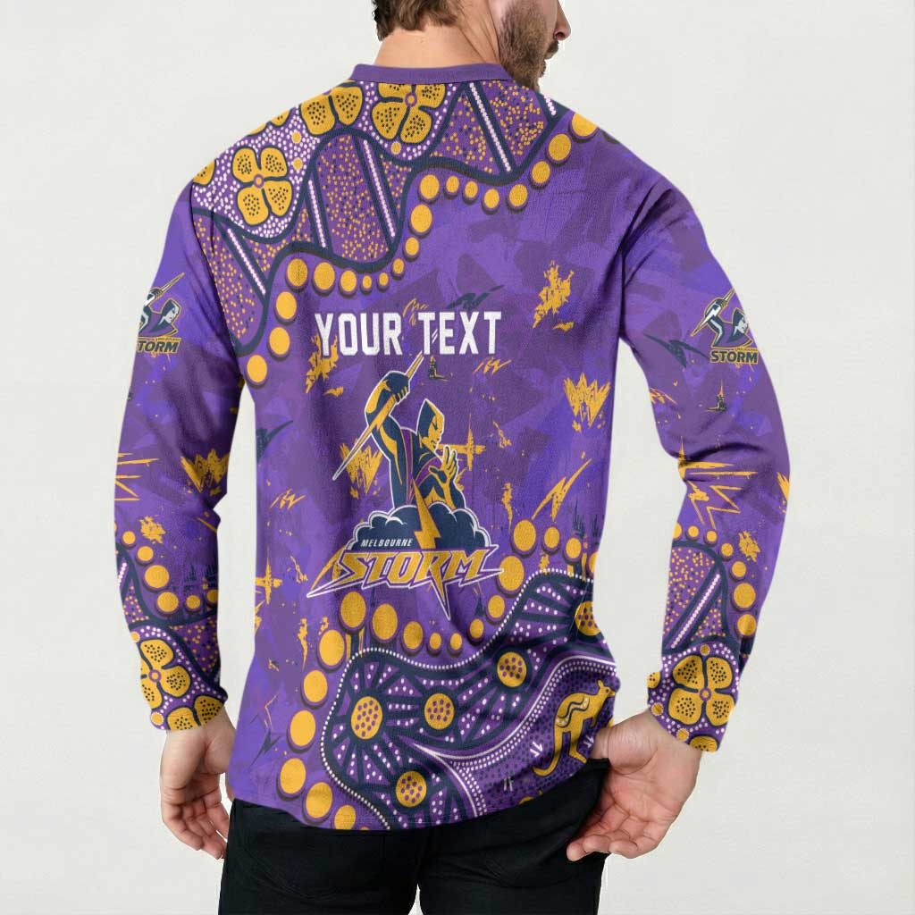 Personalized Melbourne Storm Button Sweatshirt Aboriginal Pattern with Graffiti Style Design