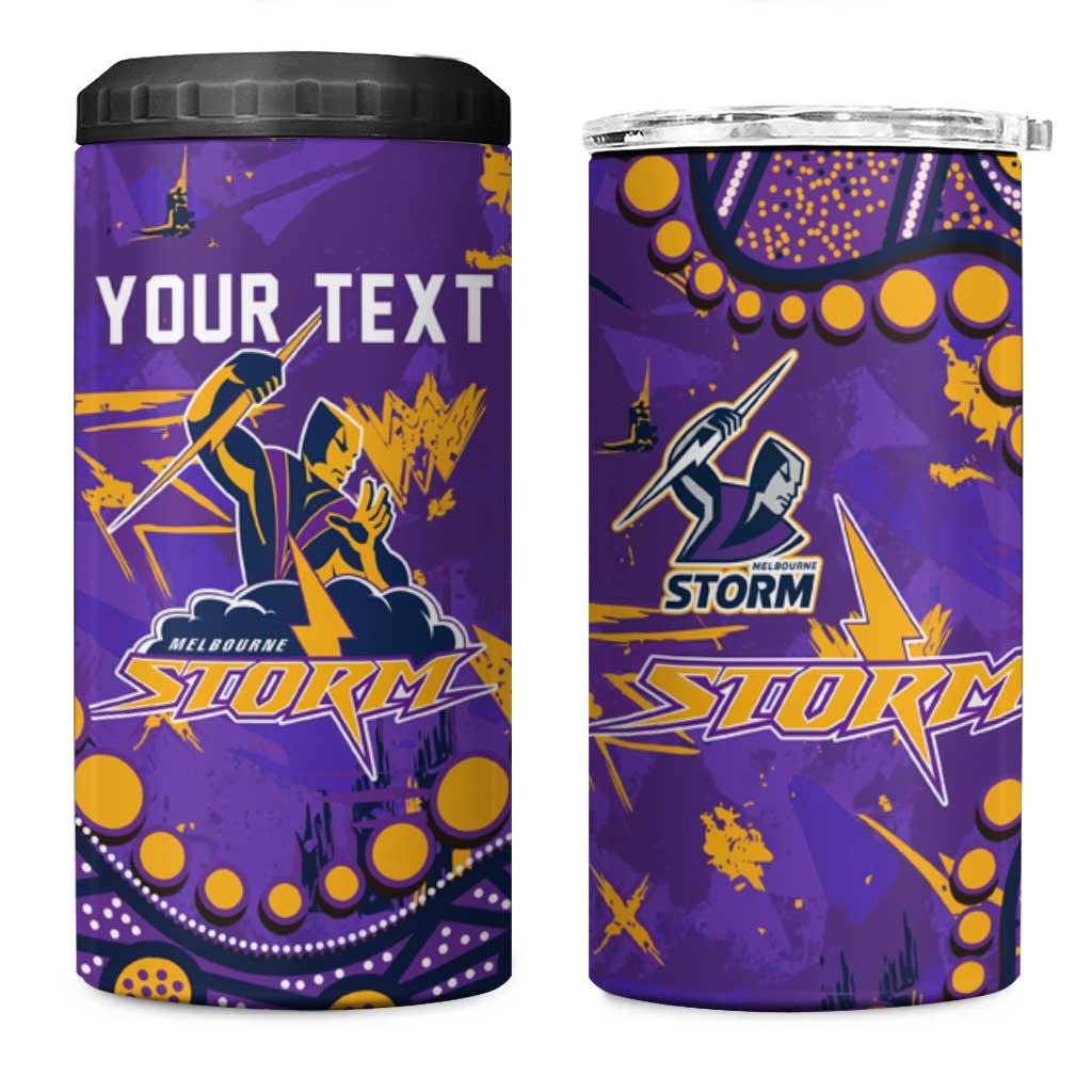 Personalized Melbourne Storm 4 in 1 Can Cooler Tumbler Aboriginal Pattern with Graffiti Style Design