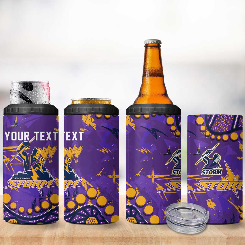 Personalized Melbourne Storm 4 in 1 Can Cooler Tumbler Aboriginal Pattern with Graffiti Style Design