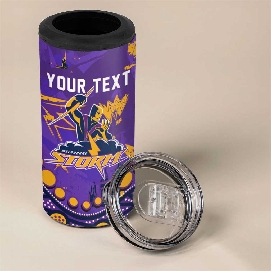 Personalized Melbourne Storm 4 in 1 Can Cooler Tumbler Aboriginal Pattern with Graffiti Style Design