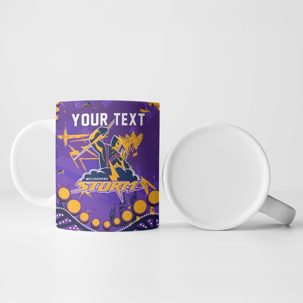 Personalized Melbourne Storm Ceramic Mug Aboriginal Pattern with Graffiti Style Design