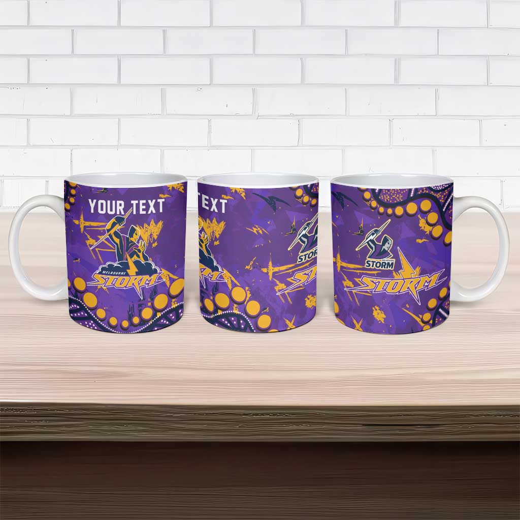 Personalized Melbourne Storm Ceramic Mug Aboriginal Pattern with Graffiti Style Design