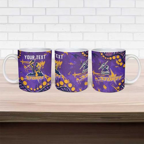 Personalized Melbourne Storm Ceramic Mug Aboriginal Pattern with Graffiti Style Design
