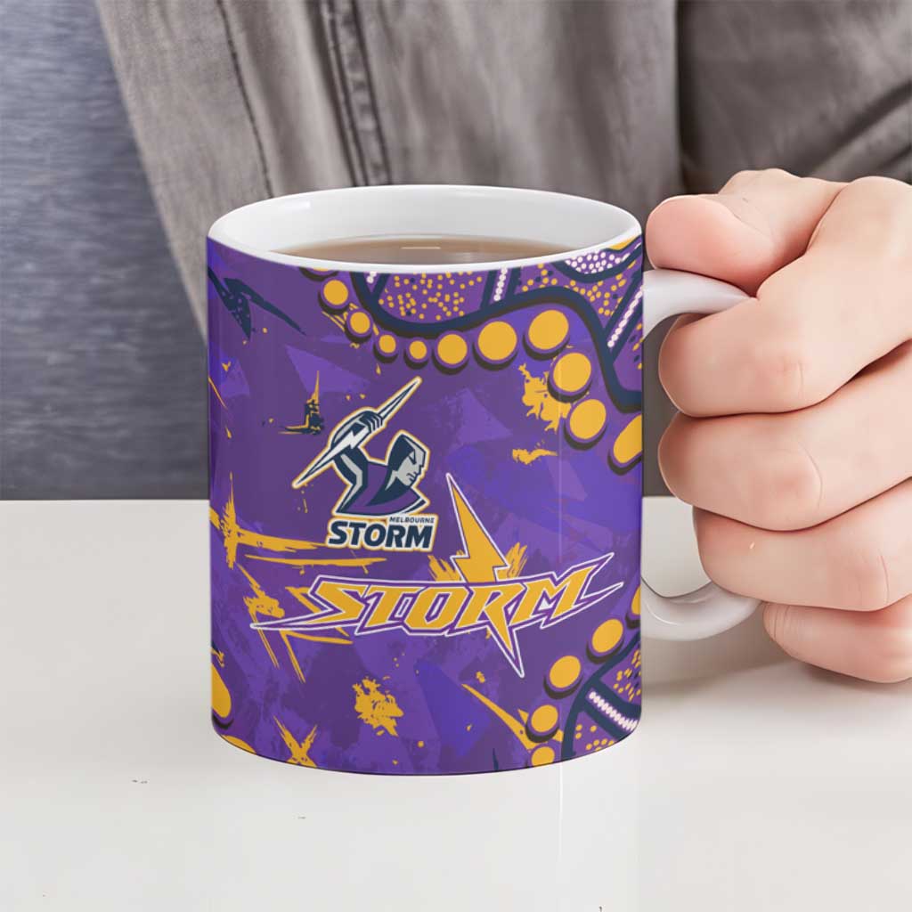 Personalized Melbourne Storm Ceramic Mug Aboriginal Pattern with Graffiti Style Design