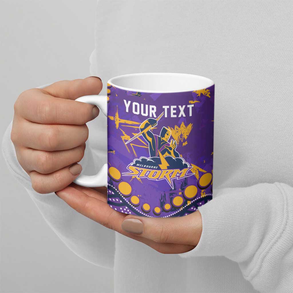 Personalized Melbourne Storm Ceramic Mug Aboriginal Pattern with Graffiti Style Design