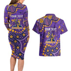 Personalized Melbourne Storm Couples Matching Long Sleeve Bodycon Dress and Hawaiian Shirt Aboriginal Pattern with Graffiti Style Design