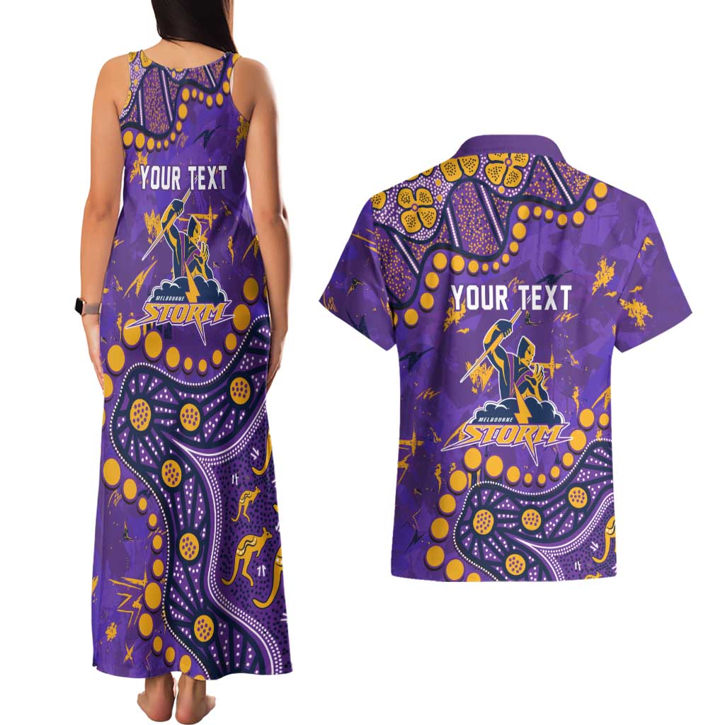 Personalized Melbourne Storm Couples Matching Tank Maxi Dress and Hawaiian Shirt Aboriginal Pattern with Graffiti Style Design