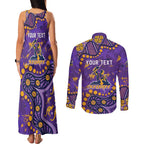 Personalized Melbourne Storm Couples Matching Tank Maxi Dress and Long Sleeve Button Shirt Aboriginal Pattern with Graffiti Style Design