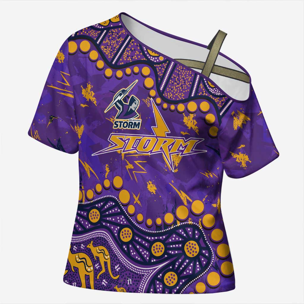 Personalized Melbourne Storm Cross Shoulder Shirt Aboriginal Pattern with Graffiti Style Design