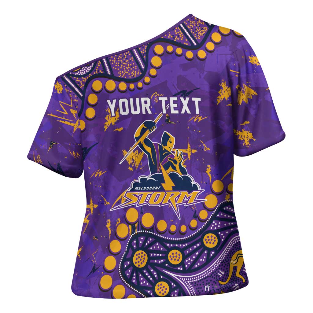 Personalized Melbourne Storm Cross Shoulder Shirt Aboriginal Pattern with Graffiti Style Design