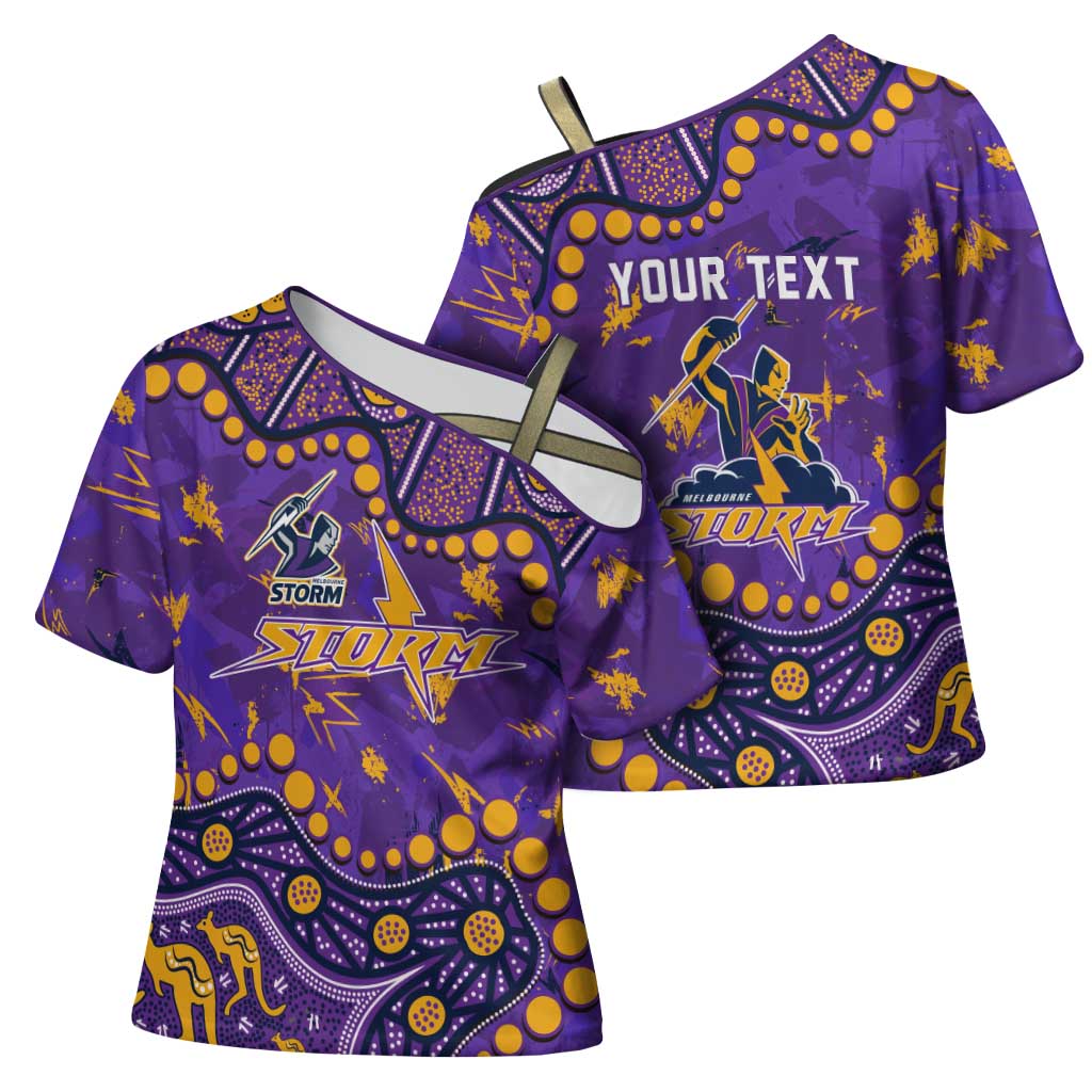 Personalized Melbourne Storm Cross Shoulder Shirt Aboriginal Pattern with Graffiti Style Design