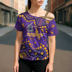 Personalized Melbourne Storm Cross Shoulder Shirt Aboriginal Pattern with Graffiti Style Design