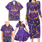 Personalized Melbourne Storm Family Matching Long Sleeve Bodycon Dress and Hawaiian Shirt Aboriginal Pattern with Graffiti Style Design
