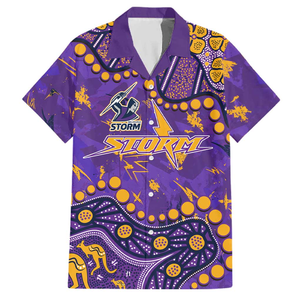 Personalized Melbourne Storm Family Matching Long Sleeve Bodycon Dress and Hawaiian Shirt Aboriginal Pattern with Graffiti Style Design