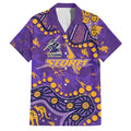 Personalized Melbourne Storm Family Matching Long Sleeve Bodycon Dress and Hawaiian Shirt Aboriginal Pattern with Graffiti Style Design
