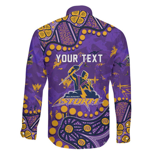 Personalized Melbourne Storm Family Matching Long Sleeve Bodycon Dress and Hawaiian Shirt Aboriginal Pattern with Graffiti Style Design