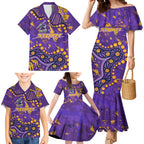 Personalized Melbourne Storm Family Matching Mermaid Dress and Hawaiian Shirt Aboriginal Pattern with Graffiti Style Design
