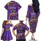 Personalized Melbourne Storm Family Matching Off The Shoulder Long Sleeve Dress and Hawaiian Shirt Aboriginal Pattern with Graffiti Style Design