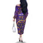 Personalized Melbourne Storm Family Matching Off The Shoulder Long Sleeve Dress and Hawaiian Shirt Aboriginal Pattern with Graffiti Style Design