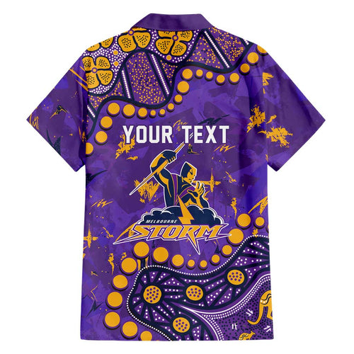 Personalized Melbourne Storm Family Matching Off Shoulder Maxi Dress and Hawaiian Shirt Aboriginal Pattern with Graffiti Style Design