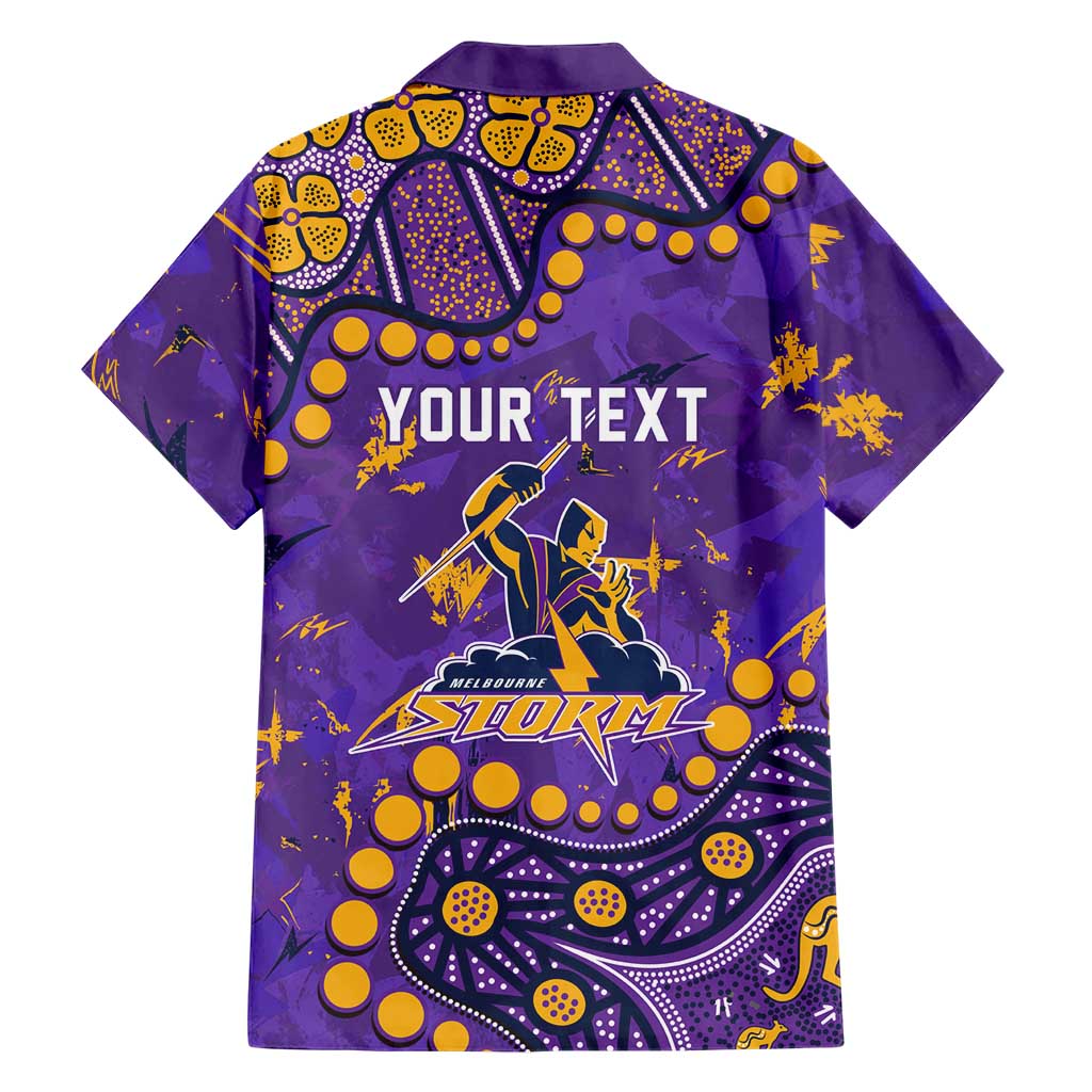 Personalized Melbourne Storm Family Matching Off Shoulder Short Dress and Hawaiian Shirt Aboriginal Pattern with Graffiti Style Design