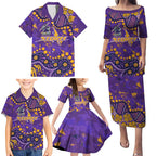 Personalized Melbourne Storm Family Matching Puletasi and Hawaiian Shirt Aboriginal Pattern with Graffiti Style Design