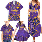 Personalized Melbourne Storm Family Matching Summer Maxi Dress and Hawaiian Shirt Aboriginal Pattern with Graffiti Style Design