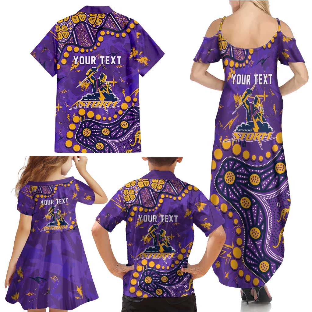 Personalized Melbourne Storm Family Matching Summer Maxi Dress and Hawaiian Shirt Aboriginal Pattern with Graffiti Style Design
