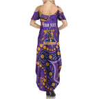 Personalized Melbourne Storm Family Matching Summer Maxi Dress and Hawaiian Shirt Aboriginal Pattern with Graffiti Style Design
