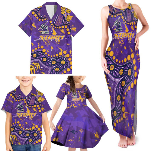 Personalized Melbourne Storm Family Matching Tank Maxi Dress and Hawaiian Shirt Aboriginal Pattern with Graffiti Style Design