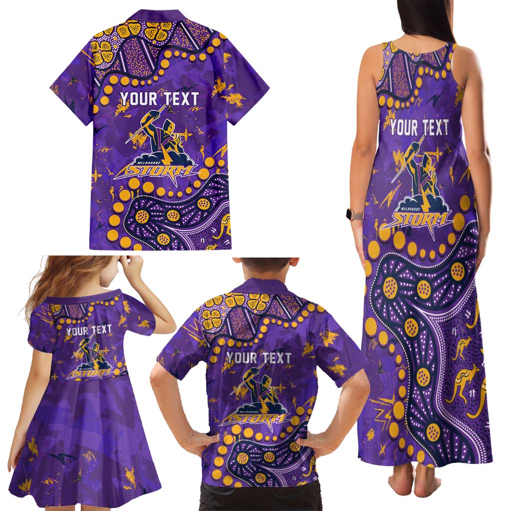 Personalized Melbourne Storm Family Matching Tank Maxi Dress and Hawaiian Shirt Aboriginal Pattern with Graffiti Style Design