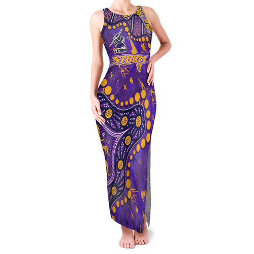 Personalized Melbourne Storm Family Matching Tank Maxi Dress and Hawaiian Shirt Aboriginal Pattern with Graffiti Style Design