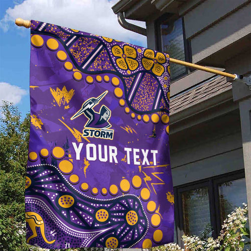 Personalized Melbourne Storm Garden Flag Aboriginal Pattern with Graffiti Style Design