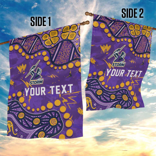 Personalized Melbourne Storm Garden Flag Aboriginal Pattern with Graffiti Style Design