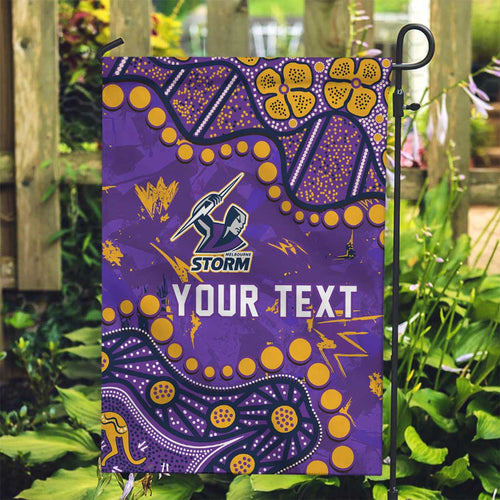 Personalized Melbourne Storm Garden Flag Aboriginal Pattern with Graffiti Style Design