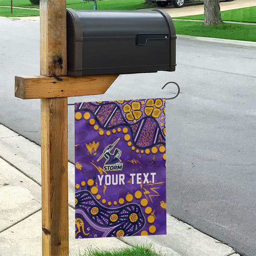 Personalized Melbourne Storm Garden Flag Aboriginal Pattern with Graffiti Style Design