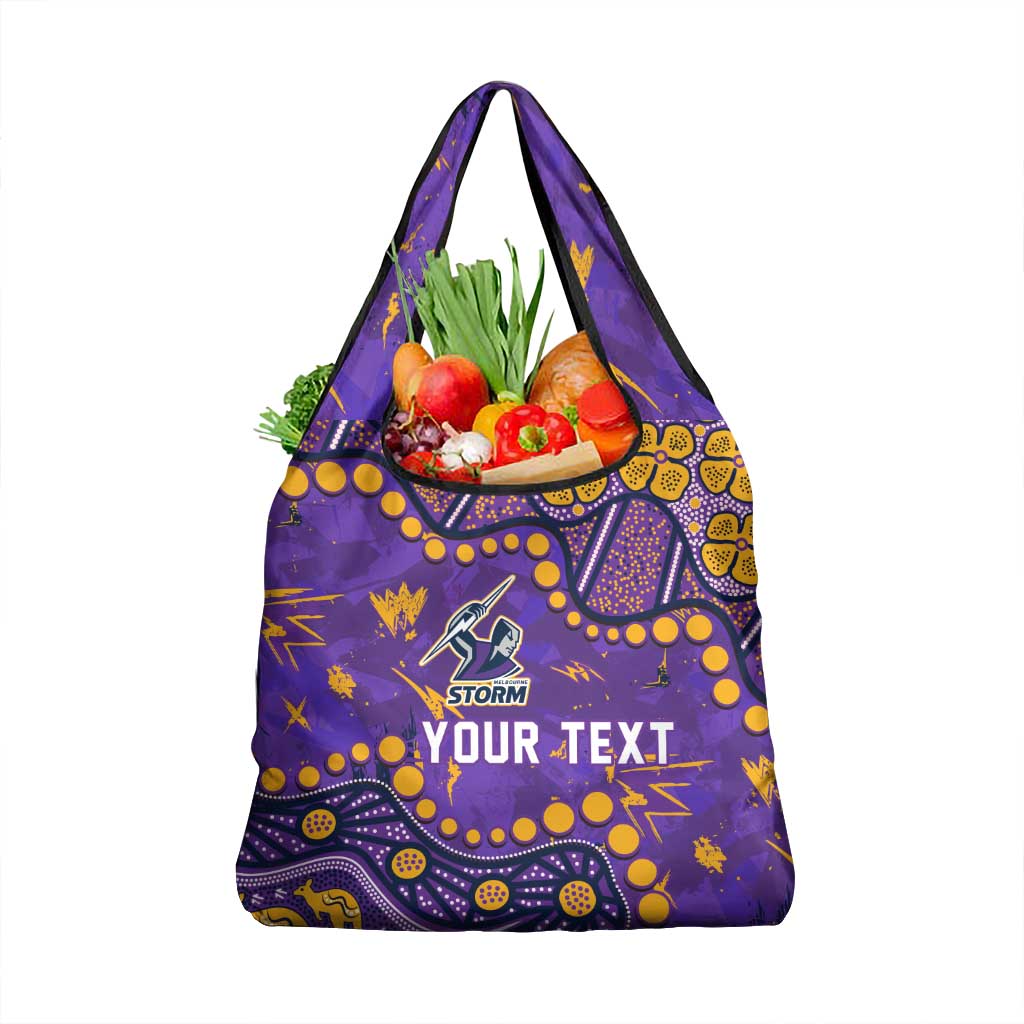 Personalized Melbourne Storm Grocery Bag Aboriginal Pattern with Graffiti Style Design