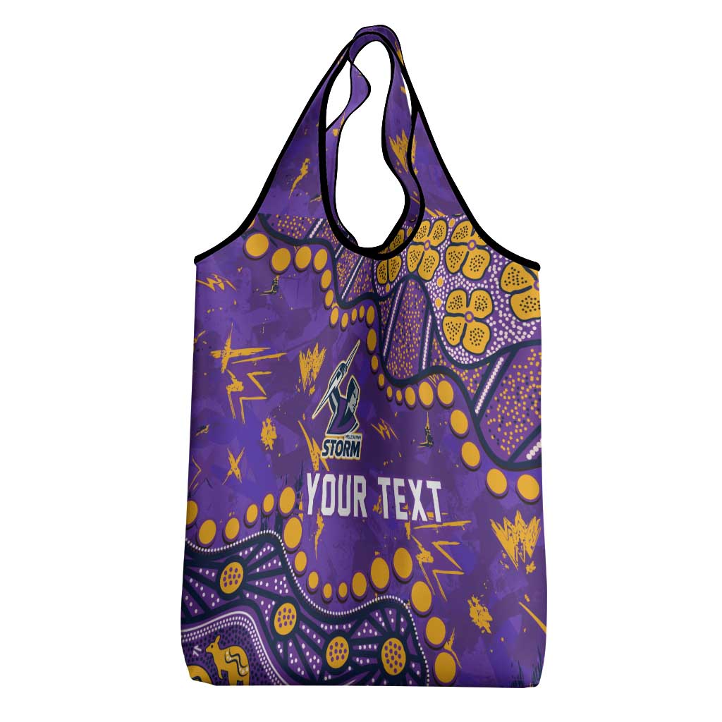 Personalized Melbourne Storm Grocery Bag Aboriginal Pattern with Graffiti Style Design