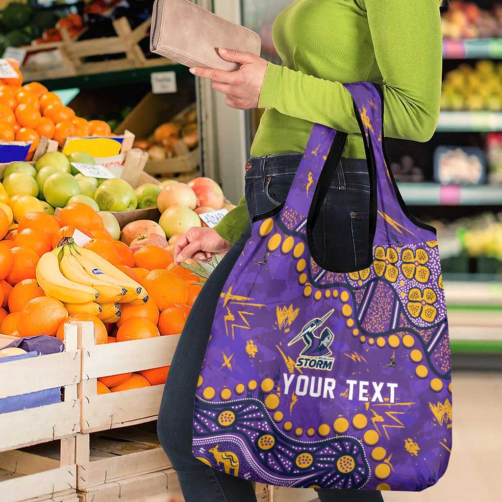 Personalized Melbourne Storm Grocery Bag Aboriginal Pattern with Graffiti Style Design