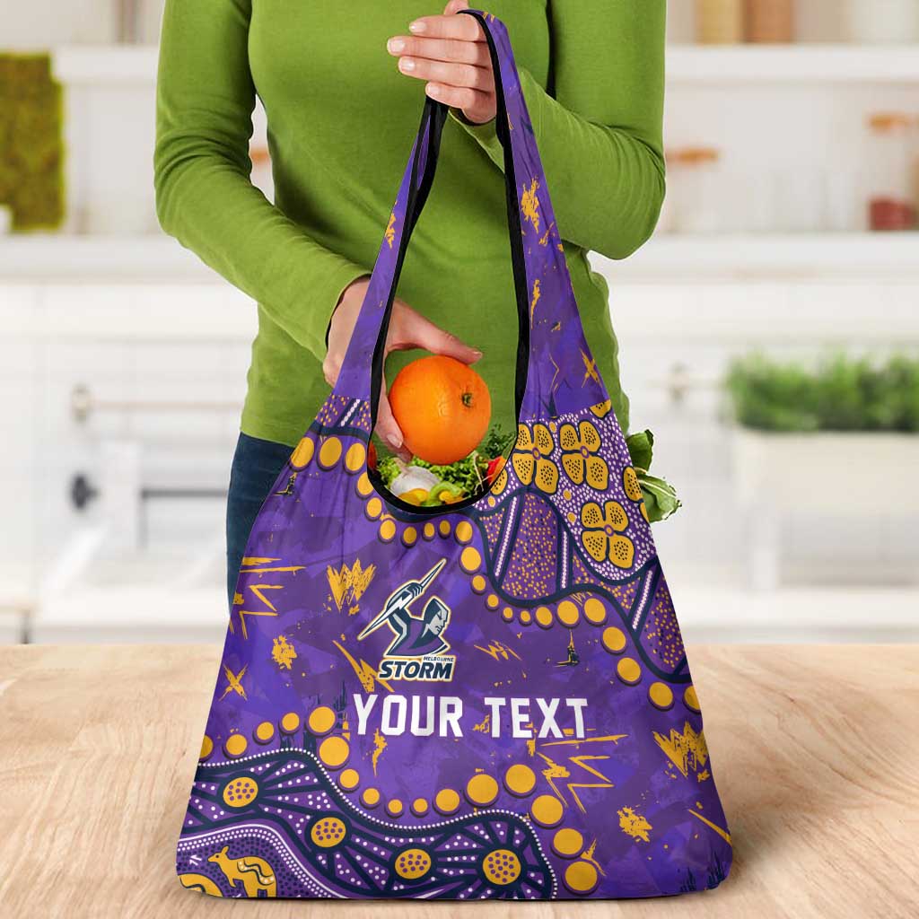 Personalized Melbourne Storm Grocery Bag Aboriginal Pattern with Graffiti Style Design