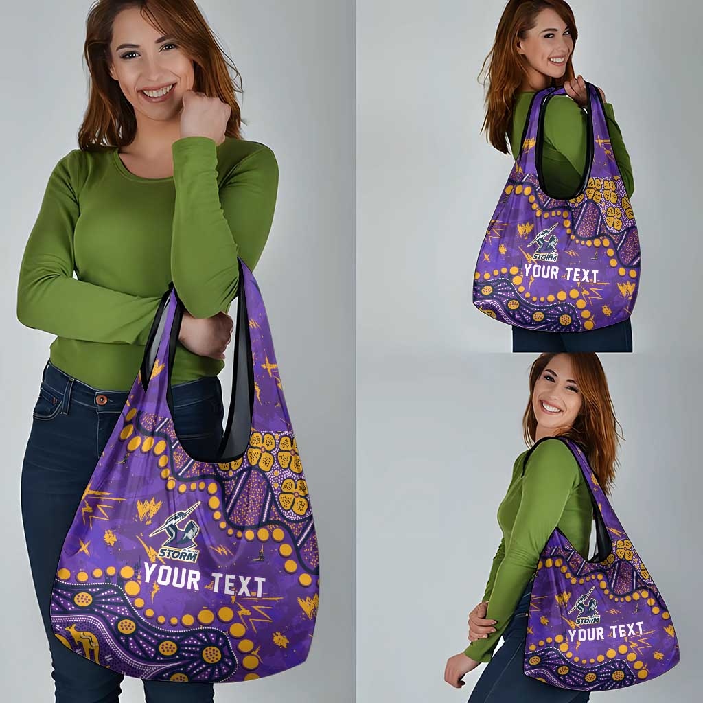 Personalized Melbourne Storm Grocery Bag Aboriginal Pattern with Graffiti Style Design