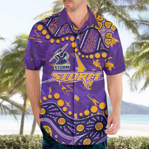 Personalized Melbourne Storm Hawaiian Shirt Aboriginal Pattern with Graffiti Style Design