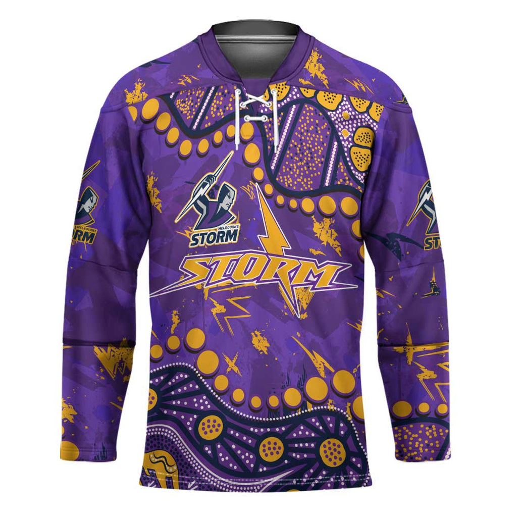 Personalized Melbourne Storm Hockey Jersey Aboriginal Pattern with Graffiti Style Design