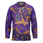 Personalized Melbourne Storm Hockey Jersey Aboriginal Pattern with Graffiti Style Design