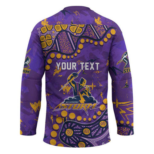Personalized Melbourne Storm Hockey Jersey Aboriginal Pattern with Graffiti Style Design
